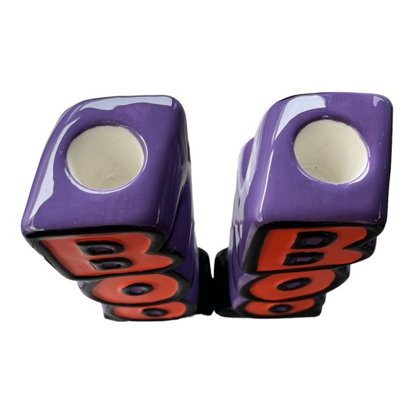 Halloween BOO Candle Holder Orange Set, Black, Purple by Guild House - Picture 2 of 5